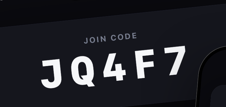 A Rank 100 lobby on an iPhone, showing the join code J Q 4 F 7.